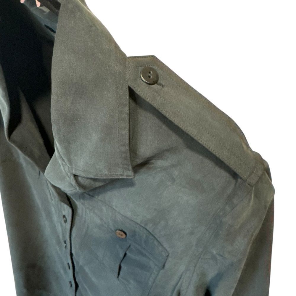 Revolve Equipment Black Gray Sueded Finish Utility Button-Up Shirt Blouse - Picture 5 of 8